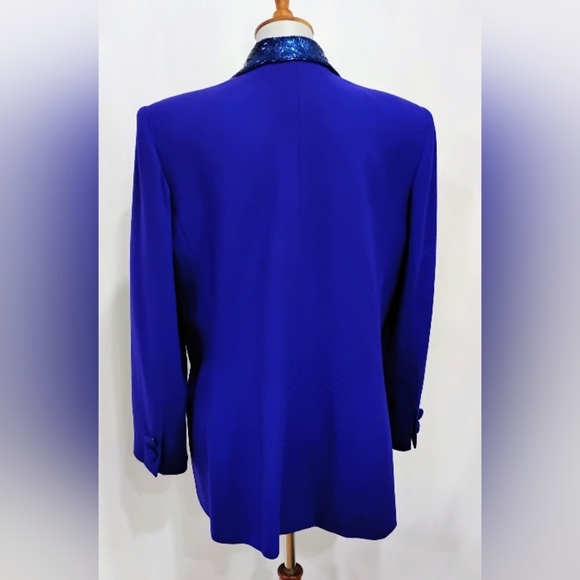VINTAGE NOLAN MILLER STUNNING ROYAL PURPLE BEADED JACKET - Picture 7 of 12